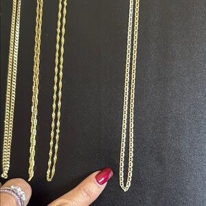 16” Italian made Figaro, flat link, diamond cut, .925 14K gold plated
